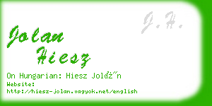 jolan hiesz business card